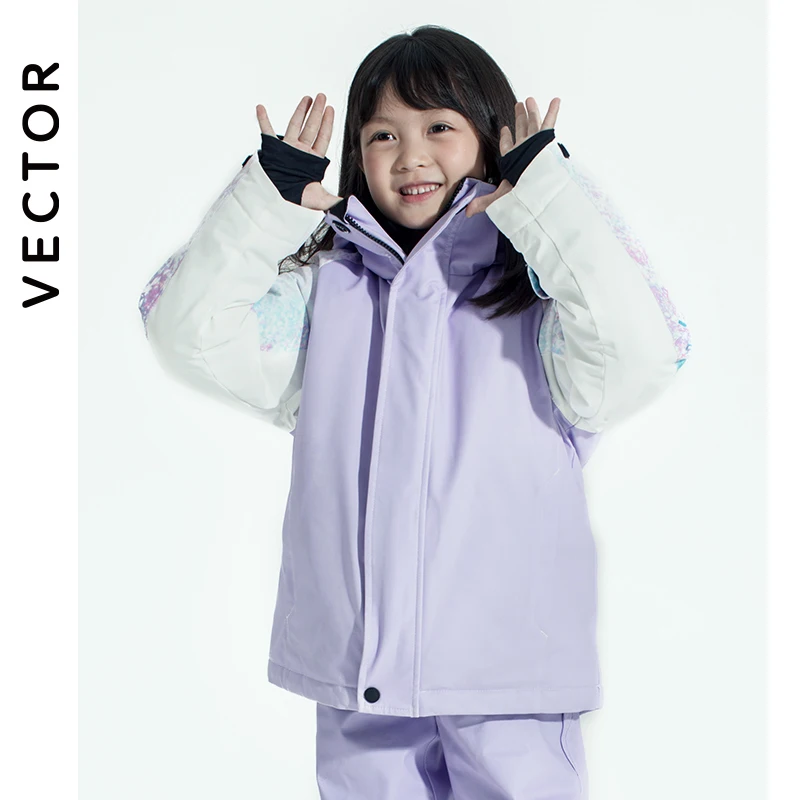 Children's kids snow suit Outdoor Waterproof and Windproof Warm Clothing Winter Snowboard Jacket Boys and Girls VECTOR