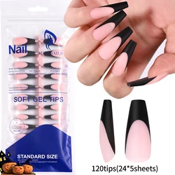 Pink Ombre Medium Coffin Press-On Nails - Glossy Gradient Handmade Acrylic Tips (120 Pieces) (120pcs matte coffin)