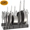 5/8 Tiers Adjustable Pots and Pans Organizer Rack 3 DIY Methods Heavy Duty Metal Pans Pots Lids Storage Holder Rack for Kitchen 5