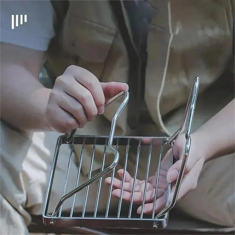 Barbecue Rack Set Outdoor Stainless Steel Stove Holder Camping Portable Folding Mini