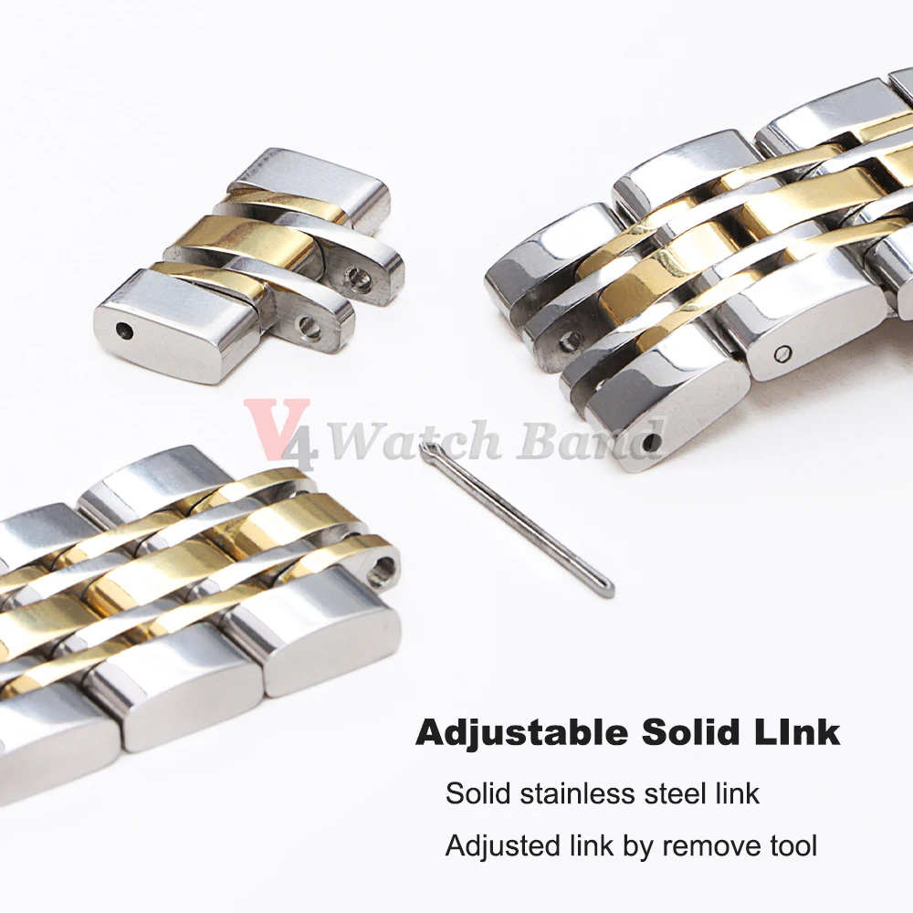 Elegant Solid Stainless Steel Watch Strap Bracelet Replacement