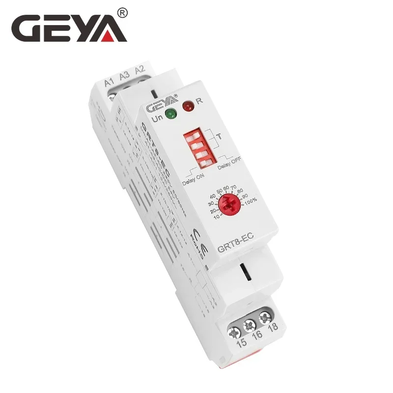 GEYA GRT8-EC 10A podwójna funkcja przekaźnik czasowy na opóźnienie lub wyłączenie przekaźnik opóźniający AC220V/DC24V AC380V przekaźnik czasowy CE CB ROHS