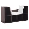 Wooden Bookcase Kids with Reading Nook 6 Shelves Cushioned Seating Storage Solution Ideal Playroom Organization 2