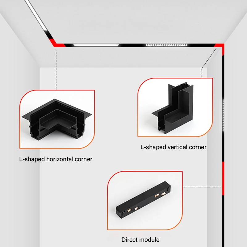 Magnetic Track Light System Suit 15/20/35 type Track Accessories Livingroom Magnetic Rails Fixtures Attachment DC48V Spotlights 3