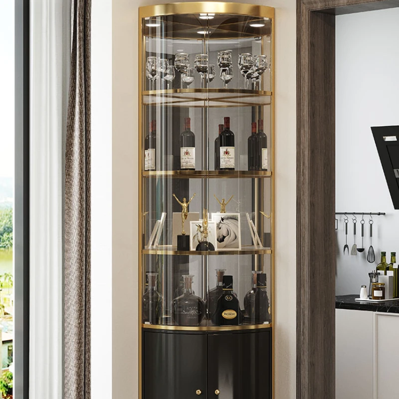 

Light Luxury SST Wine Cabinet Glass Triangle Cabinet Corner Cabinet Fan-Shaped Corner Wall Wine Cabinet