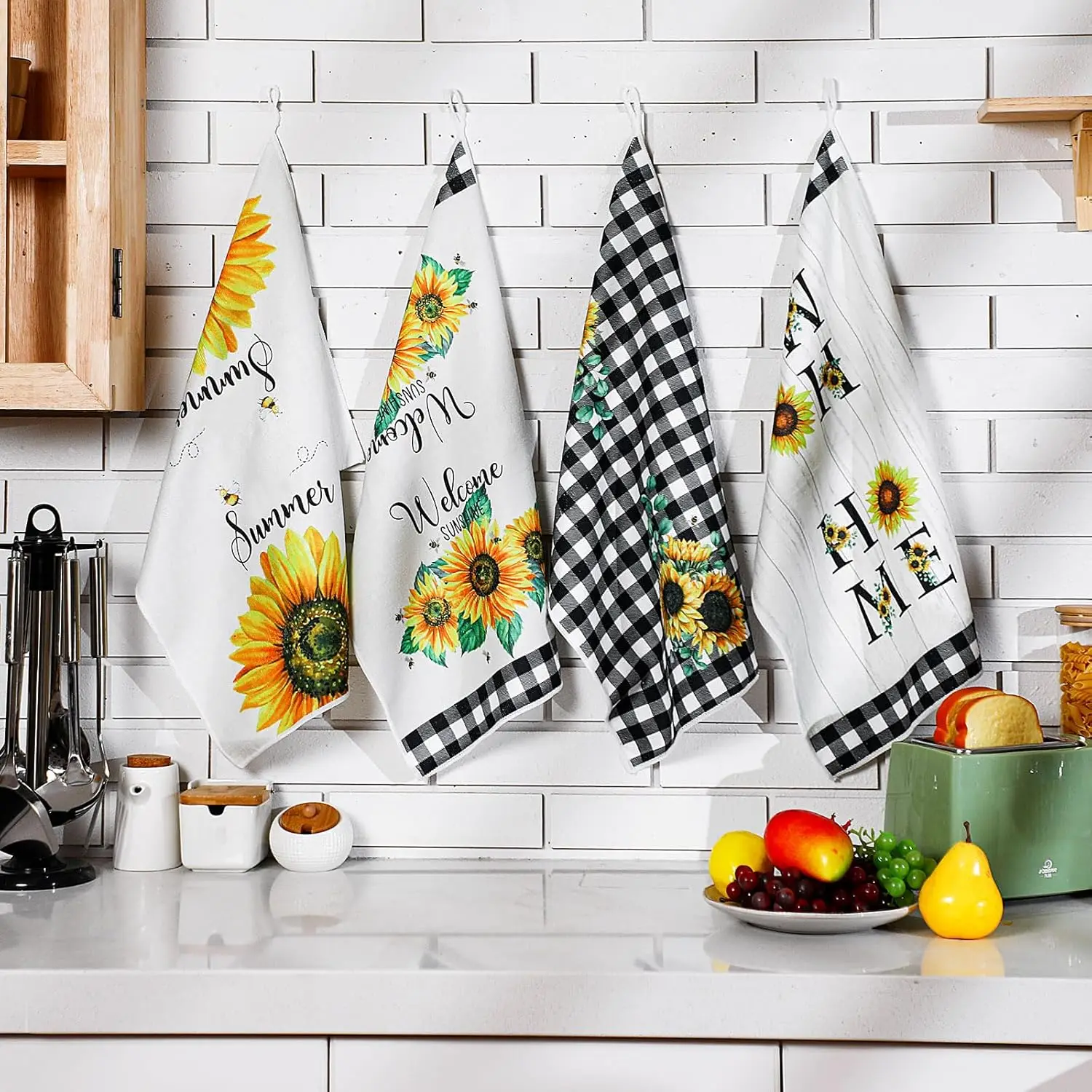 4-pack sunflower napkins, 40 * 60cm flat and stain resistant, suitable for dining and kitchen use 6