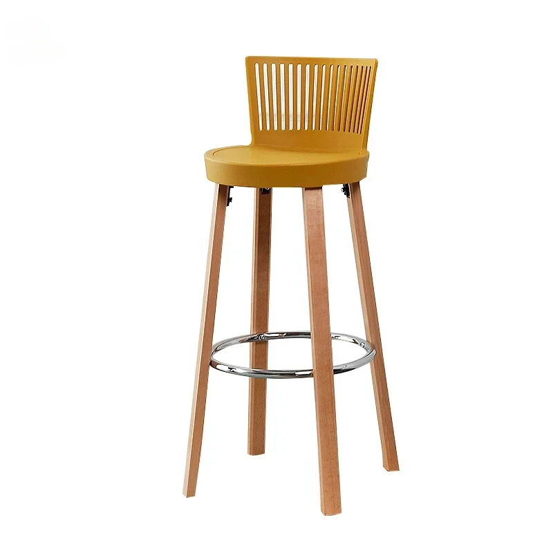 

Nordic Solid Wood Bar Chairs Kitchen Furniture Creative Personality Bar High Bar Chair Designer Backrest Chairs for Living Room