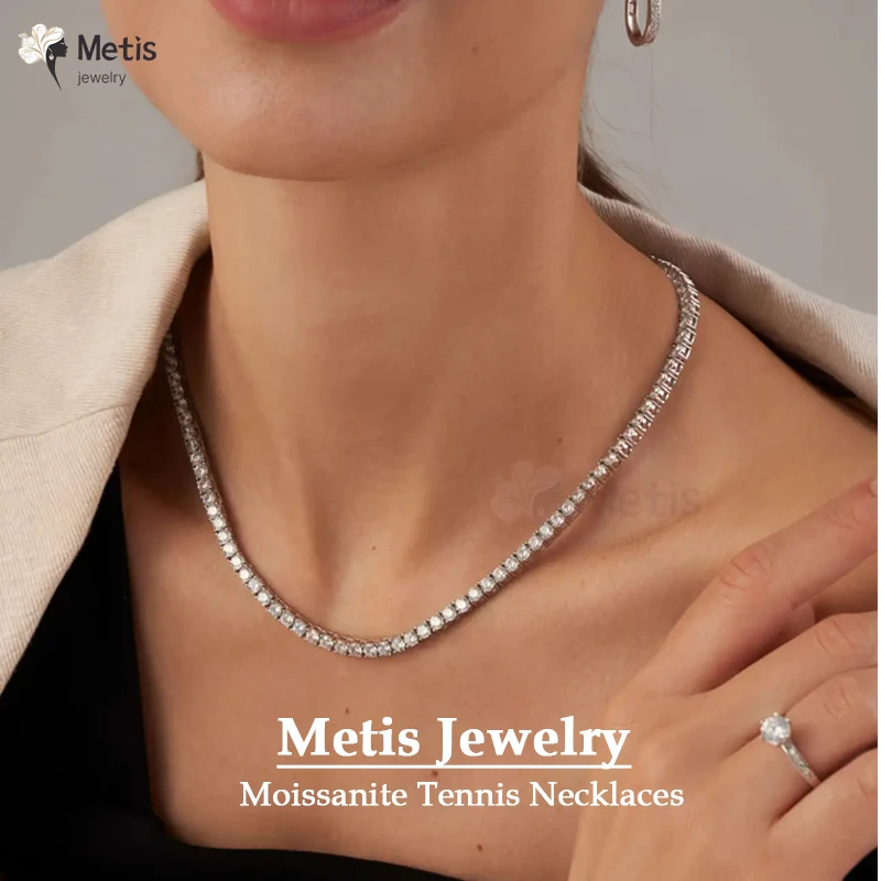 2 millimeter full D color Moissanite tennis chain necklace for women and men 925 silver with wedding party approved necklaces