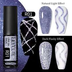 LILYCUTE 5ml Super Bright Metallic Gel Nail Polish - Gold & Silver Mirror Finish (Reflective R01)