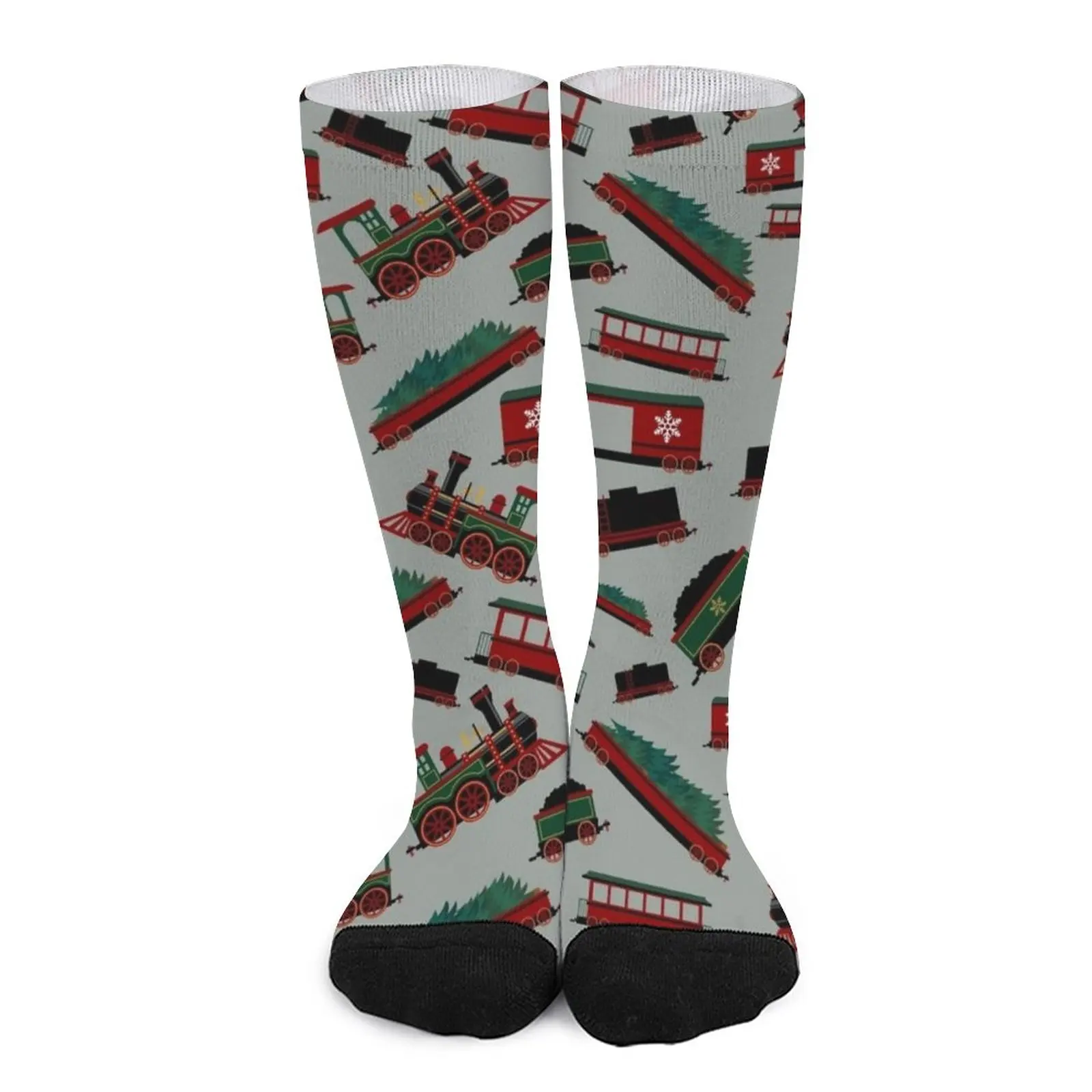 Christmas Tree Holiday Train Socks custom socks hockey