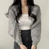 Women's Cardigans Knitted Long Sleeve Ultra Short Shawl Spring Autumn Sweater 4