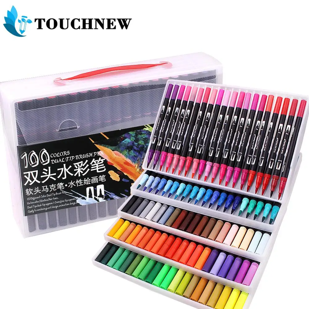 Tongfushop 60 Dual Tip Markers Brush Pens for Coloring, Art