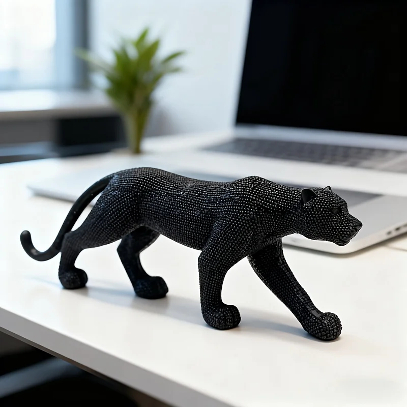 Elegante Leopardenstatue in Leopardenform aus Kunstharz, geeignet für Heimdekoration, Bürodekoration, Feiertagsdekoration – Detail 4
