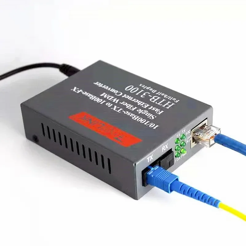 HTB-3100 SC Single Mode Single Fiber 100M Fiber Optic Transceiver Converter 20km Pair for Telecommunications And Networking
