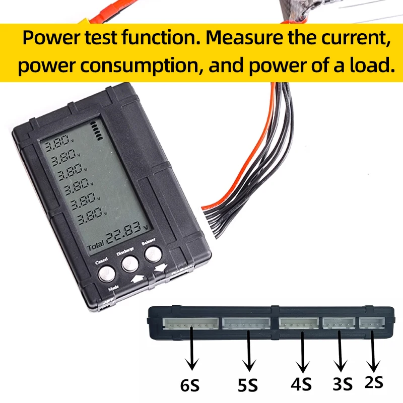 Testeur de Batterie LiPo 3-en-1 2-6S avec Écran LCD, Équilibreur et Décharge