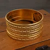 18K 65MM Inner Gold Plated Cut Flower Bangle Ethiopian Africa Fashion Gold Color For Women African Bride Wedding Jewelry Gifts 2