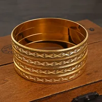 18K 65MM Inner Gold Plated Cut Flower Bangle Ethiopian Africa Fashion Gold Color For Women African Bride Wedding Jewelry Gifts 2