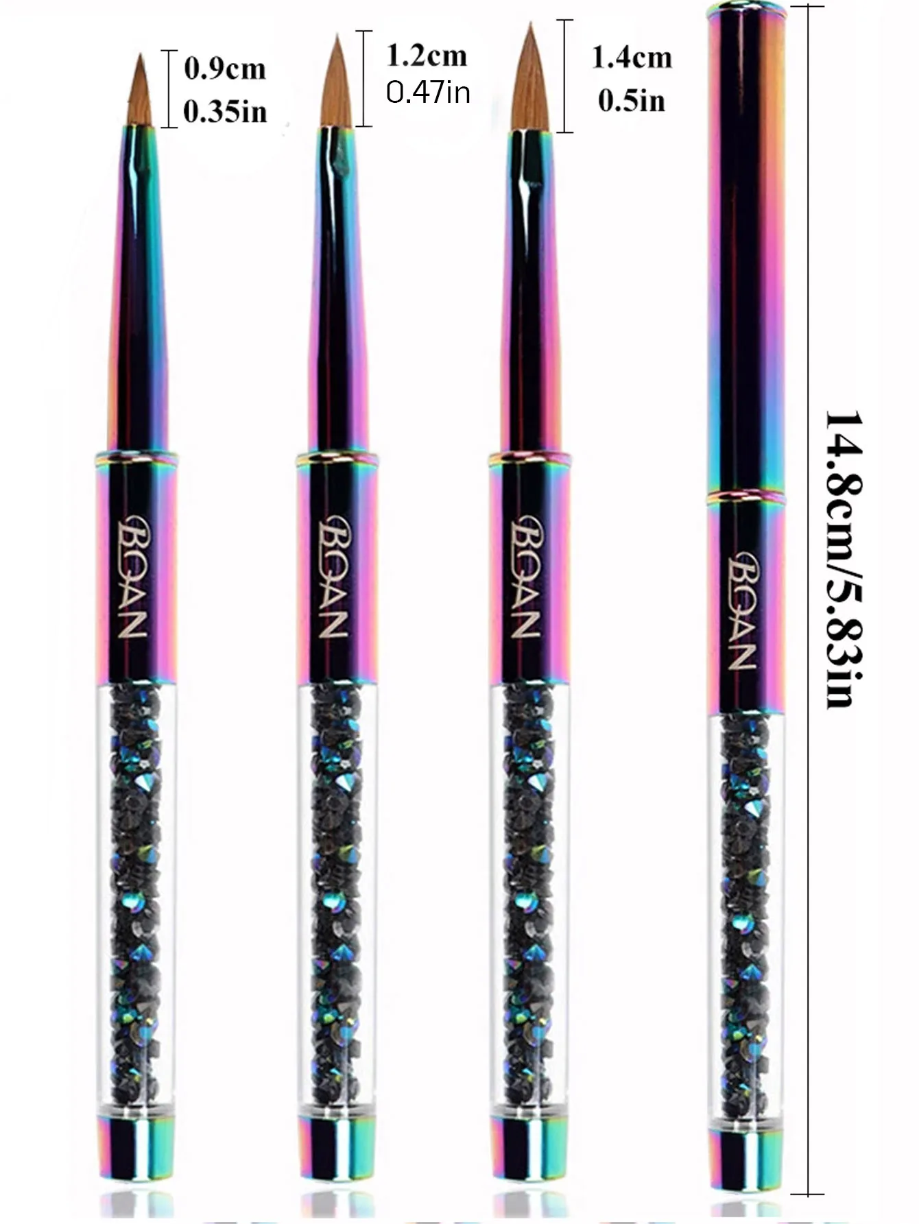 3D Kolinsky Nail Brush,Colorful Metal Handle 2