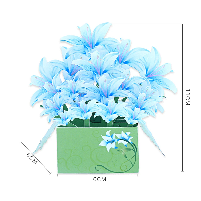 3D Lily Box Pop Up Birthday Card, Flowers, Desk Ornament, Decoration, Thank You Card,Gift, Get Well Card, Sympathy Card