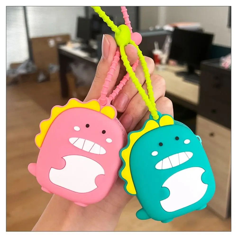 Coin Purse Happy Little Dinosaur PVC Ultra light Wear-resistant Durable Mini Portable Coin Bag Headphone Bag