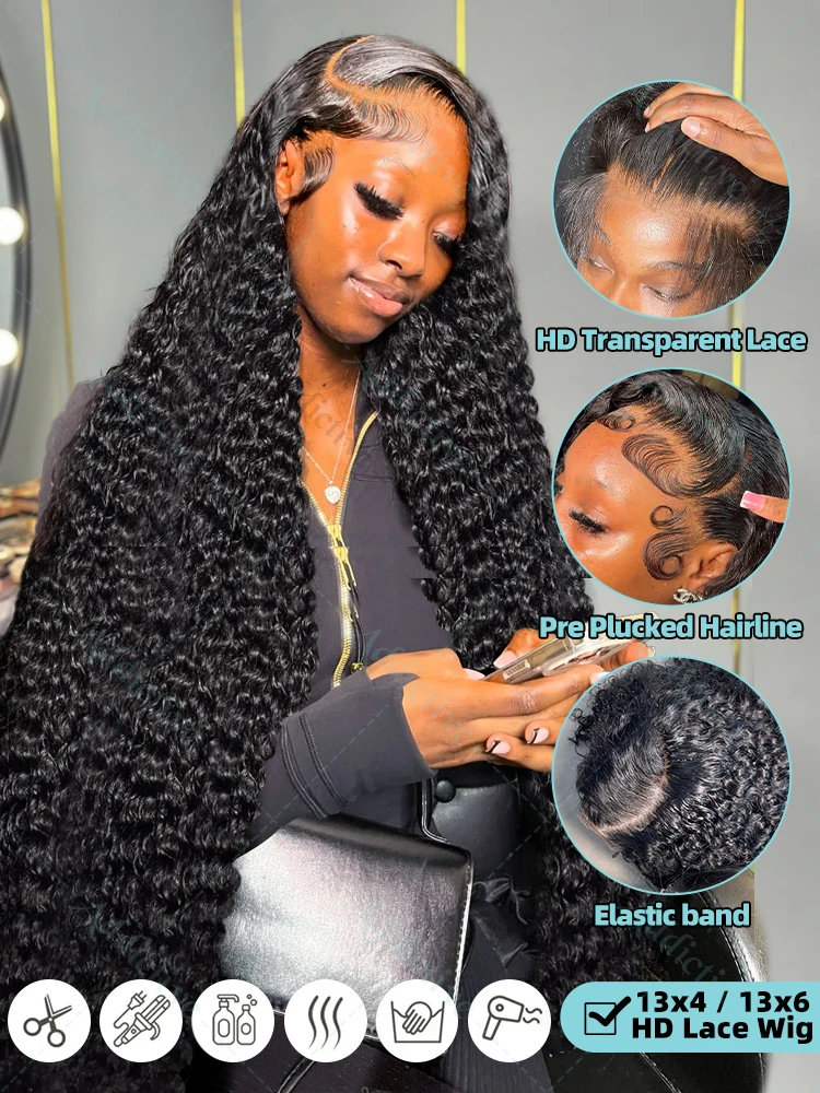 Deep Wave HD Lace Front Human Hair Wigs Transparent Brazilian 30 40 Inch Water Wave Lace Frontal Wig For Women human hair wig,lace front wig,human hair wigs,front lace wig