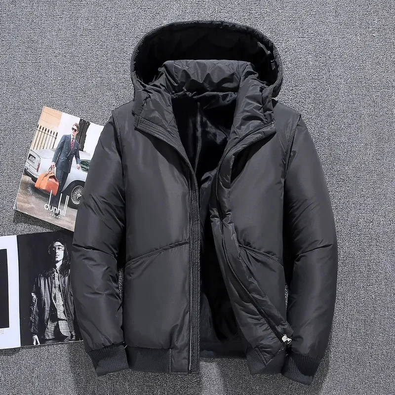 

White Duck Down Jacket Men Winter Snow Parka Quality Thermal Casual Slim Thick Warm Coat Overcoat Windbreaker Hooded Parkas