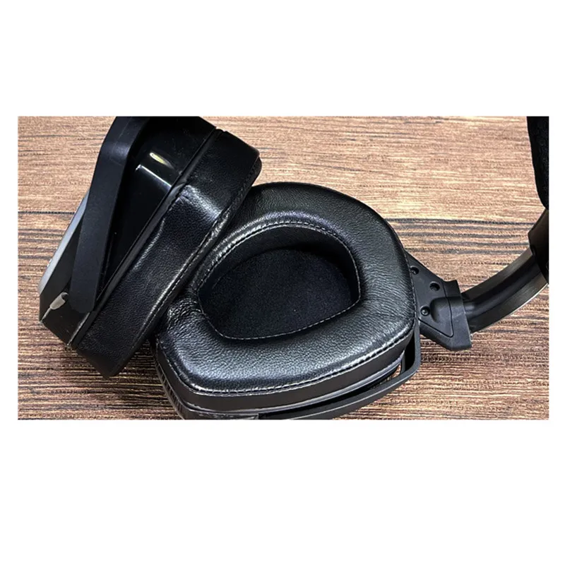Pele de Carneiro Ear Pads Capa para Sennheiser Hdr Headphones Substituição Headband Earmuffs Almofada Preta Rs165 175 185 195 Par - Image 6
