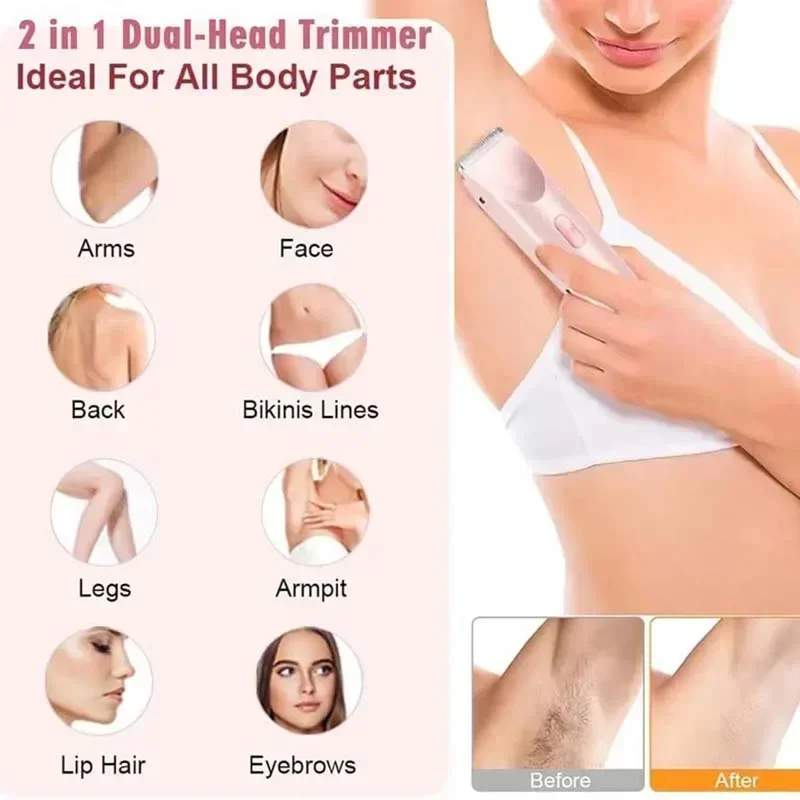 Scheerapparaat voor vrouwen met dubbele kop, multifunctioneel, geschikt voor het verwijderen van lichaamshaar, benen, oksels en bikinilijn._voghion.com