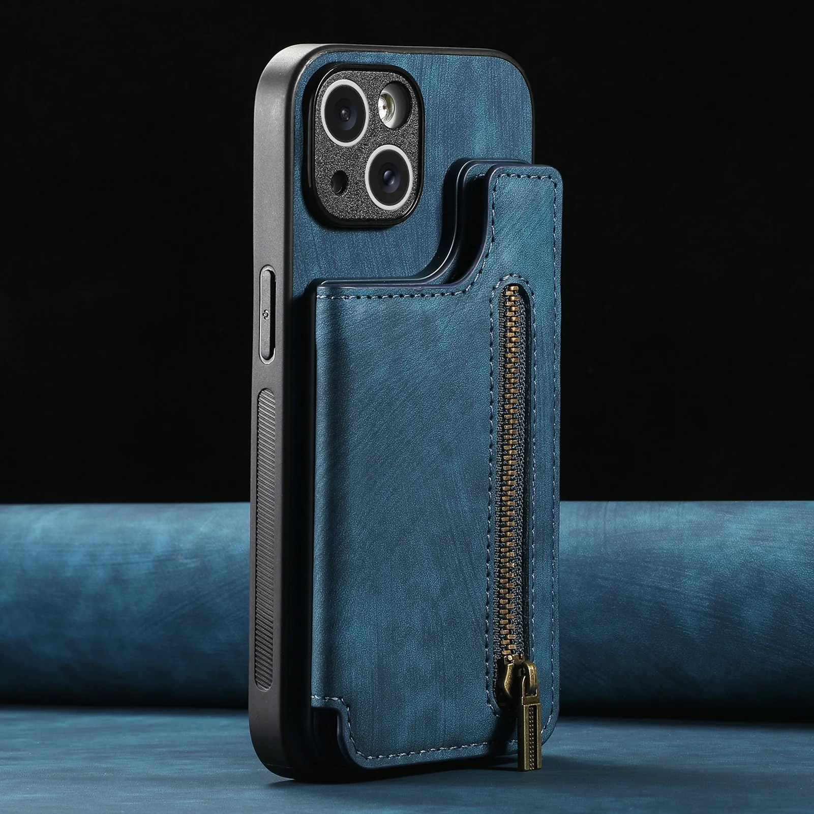 Luxury Leather Zipper Wallet Case with Magnetic Holder and Card Slots