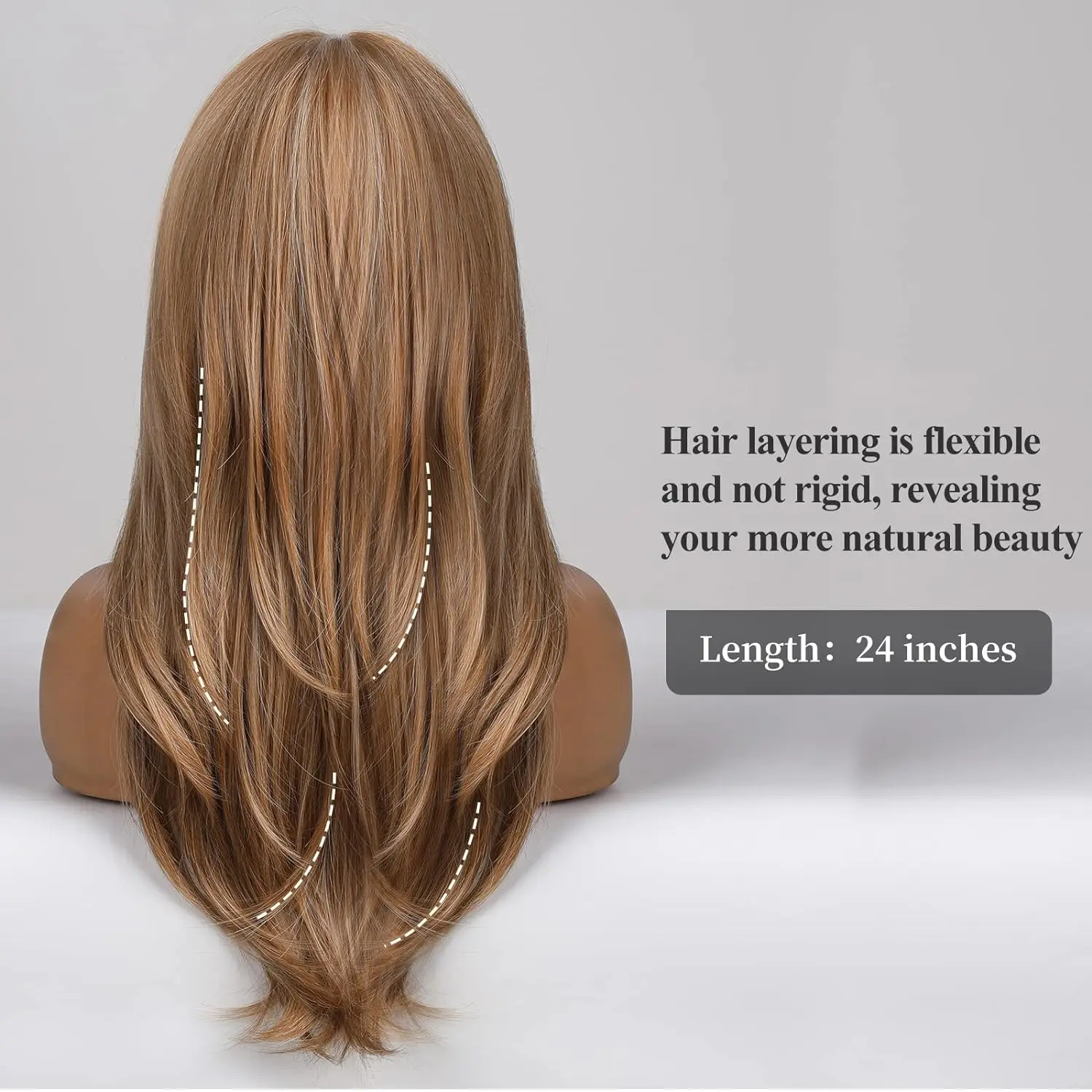 Straight Layered Human Hair Wig Glueless Natural Looking Daily Party Wear 24 Inch Upgraded Glueless 13x4 HD Lace Front Wig - 200  main image 2