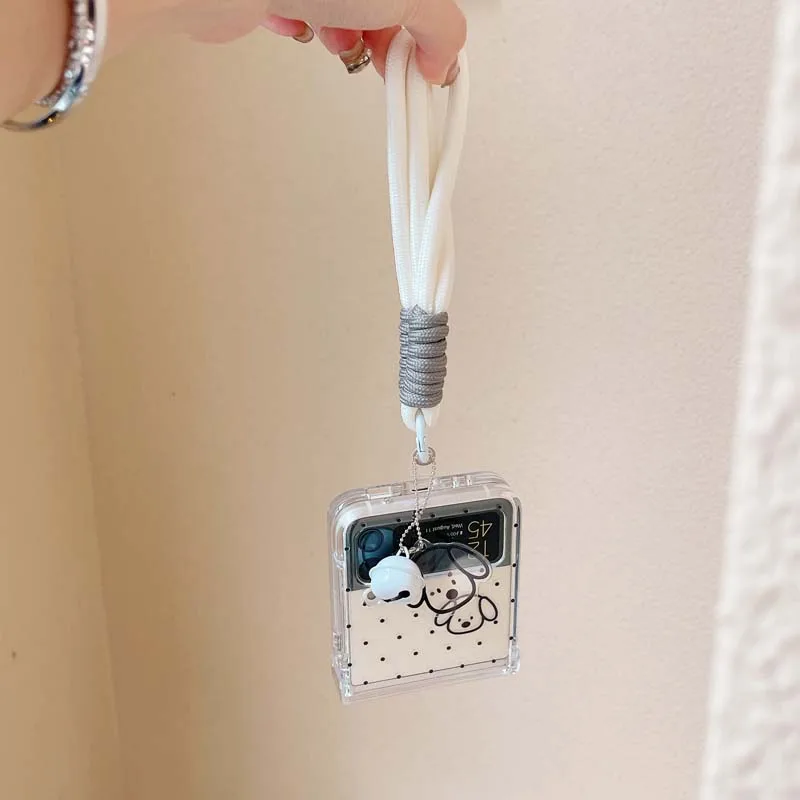 Cartoon Dog Wrist Strap Phone Case for Samsung Galaxy Z Flip6 Flip5 Flip4 Flip3 Protective Cover for Galaxy Z Flip 6 5 4 3 Capa_voghion.com