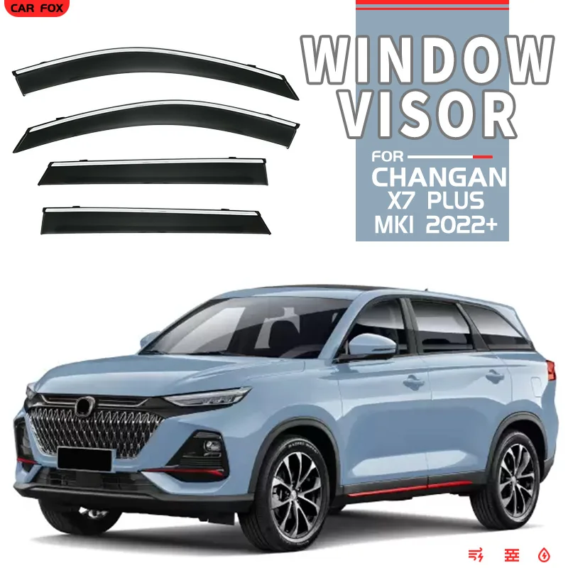 

For Changan X7 PLUS 2022-2024 Plastic Window Visor Vent Shades Sun Rain Deflector Guard 4PCS/SE For Changan X7 PLUS 2022-2024
