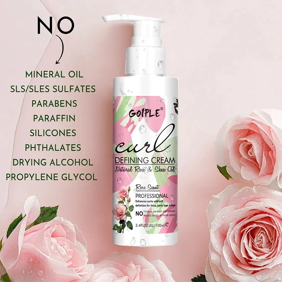 GOIPLE 100ML Curl Defining Cream Curly Hair Moisture Conditioner Shiny Boost Curls Elasticity Enhancer Styling Volumizing Cream