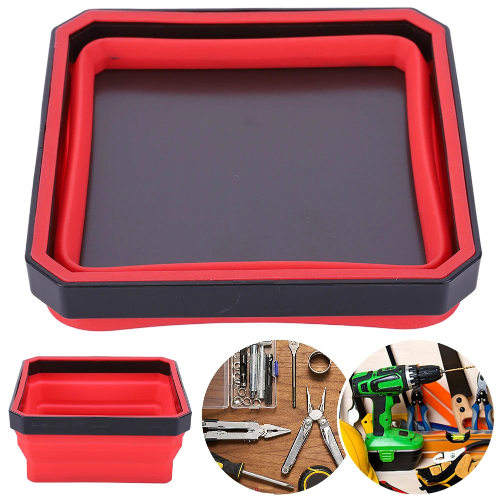 Parts Organizer 4.53 In Collapsible Magnetic Parts Tray Tools Magnetic Screw Tray Multicolor Parts Storage Box Plumber Carpenters Tool Organizer