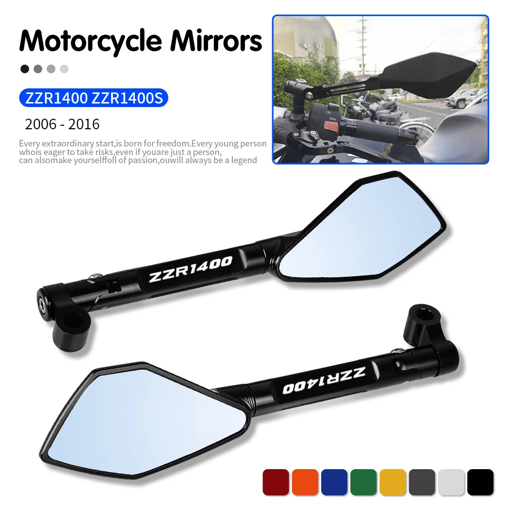 

8mm 10mm Motorcycle ALUMINUM Rearview Side Mirrors For KAWASAKI ZZR1400 ZZR 1400 ZZR1400S ZZR 1400S 2006 2007-2014 2015 2016