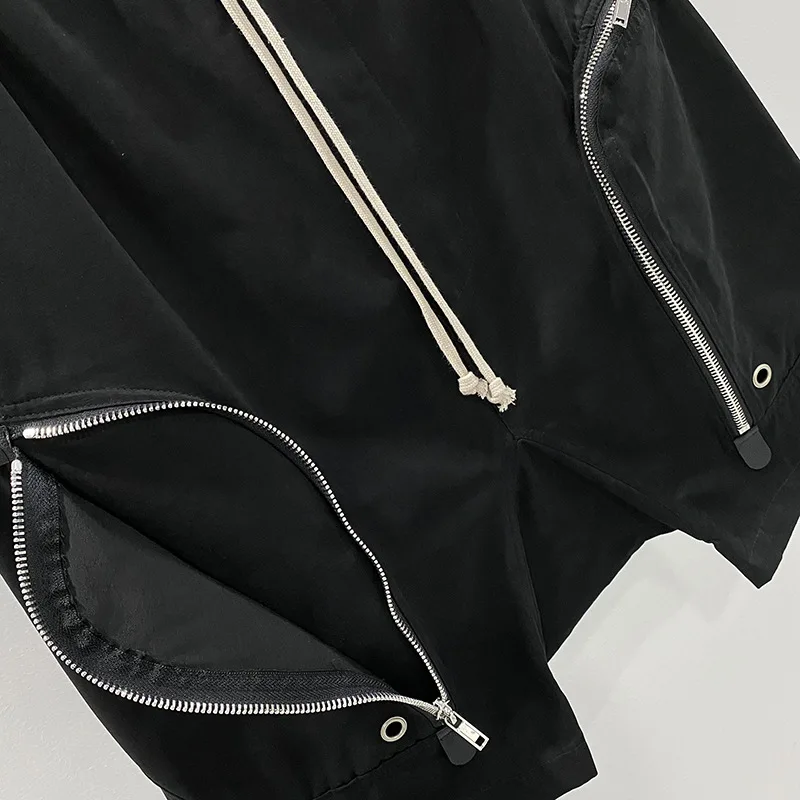 Fashion Men's Casual Shorts Cotton Pants for Man Zipper Design Men Trousers Black Solid Men's Clothing 4