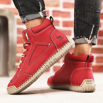 New Men's Boots Retro High Top Outdoor Anti Slip Work Shoes Soft Fashion Luxurious Design Couple's Loafers Classic Flat Mosinka 2
