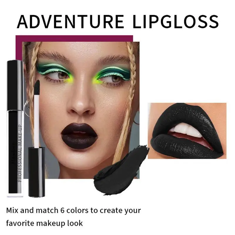 Lip Gloss Lip Makeup 1pcs Halloween Lipgloss Waterproof Sexy White Black Lip Gloss Halloween lipstick Lip Makeup Tool Korean Cosmetics