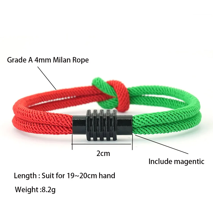 Christmas String Bracelet Red Green Bicolor Charm