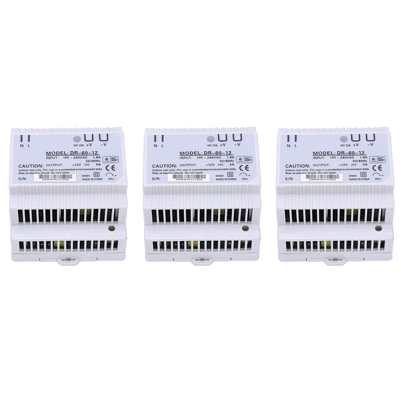 

3X Блок питания на Din-рейку, 60 Вт, 12 В, преобразователь переменного тока Dr-60-12, источник питания 12 В, 60 Вт, акция хорошего качества