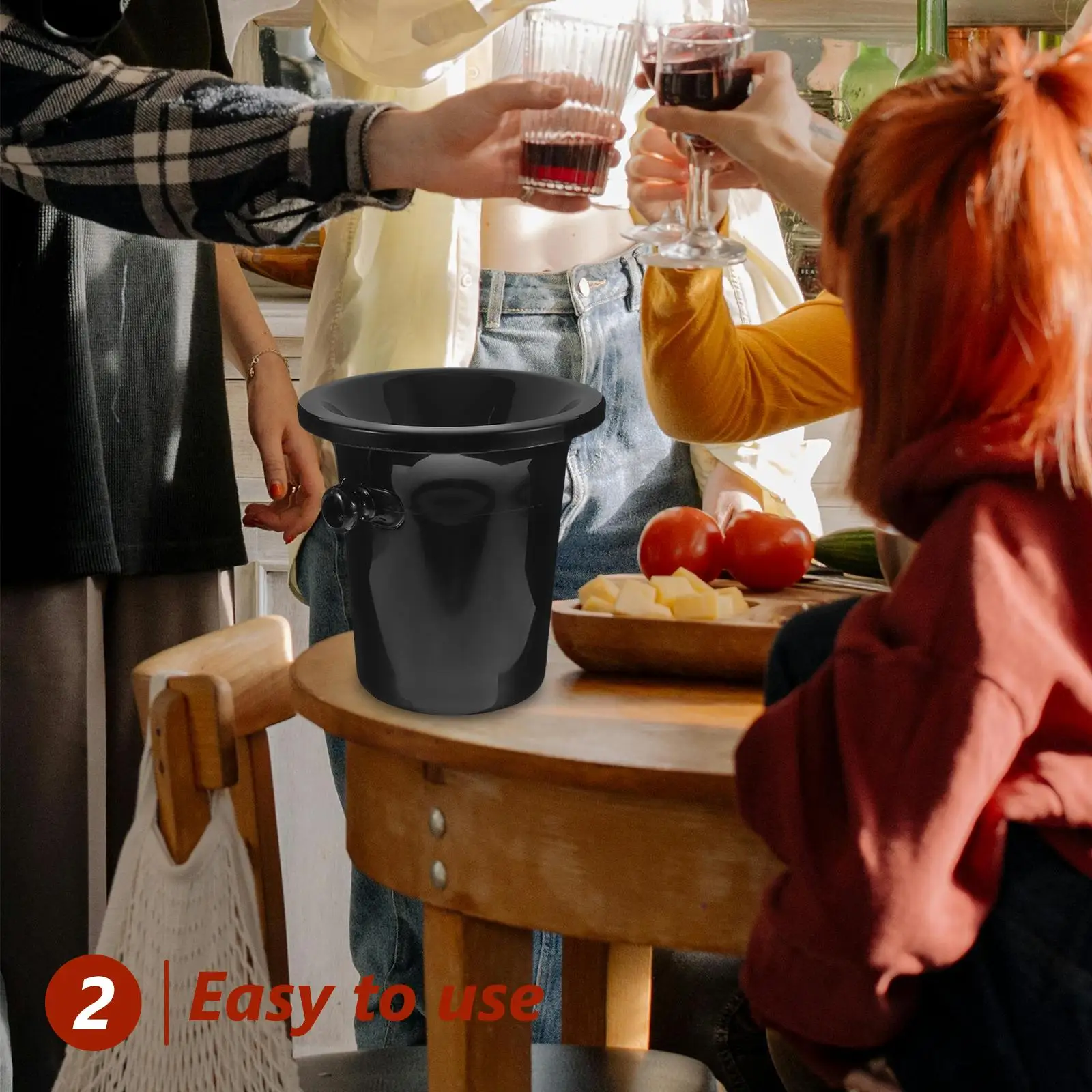 4 Pcs Tasting Spittoons Plastic Ice Buckets Round Mouth Dual Ears Funnel Friendly Hygienic Great for Parties