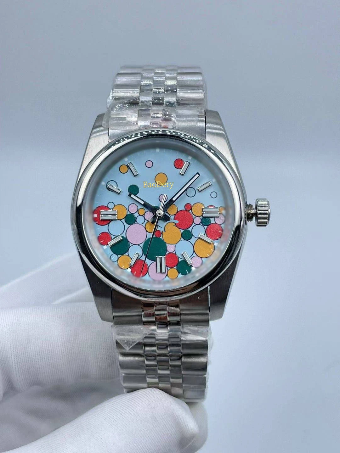 Luxury Oyster Style Watch - Color Dial, 316 Precision Steel Strap, Folding Buckle, Time