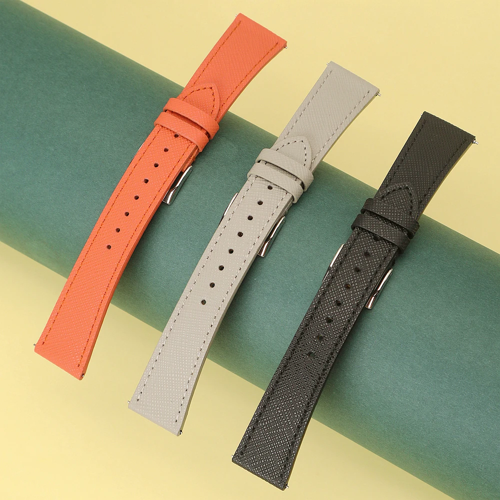 Elegant Saffiano Leather Quick Release Watch Strap - Classic Design