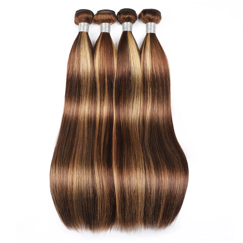 Liddy Colored Highlight Bundles Human Hair Weaving Weft Bone Straight Human Hair Bundles 3/4 Ombre Honey Brown Extensions