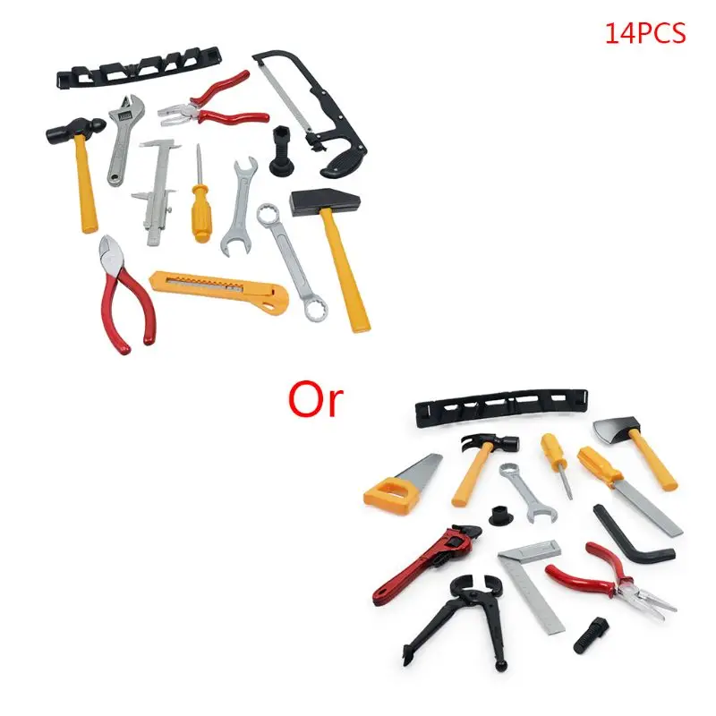 14 Pcs Set Construction Tool Set Kids Child Career Training Activity Props Dress-Up Pretend Play Accessory kids repair toys plastic construction toys kids construction toys kids pretend play set home repair toys model assembly tools