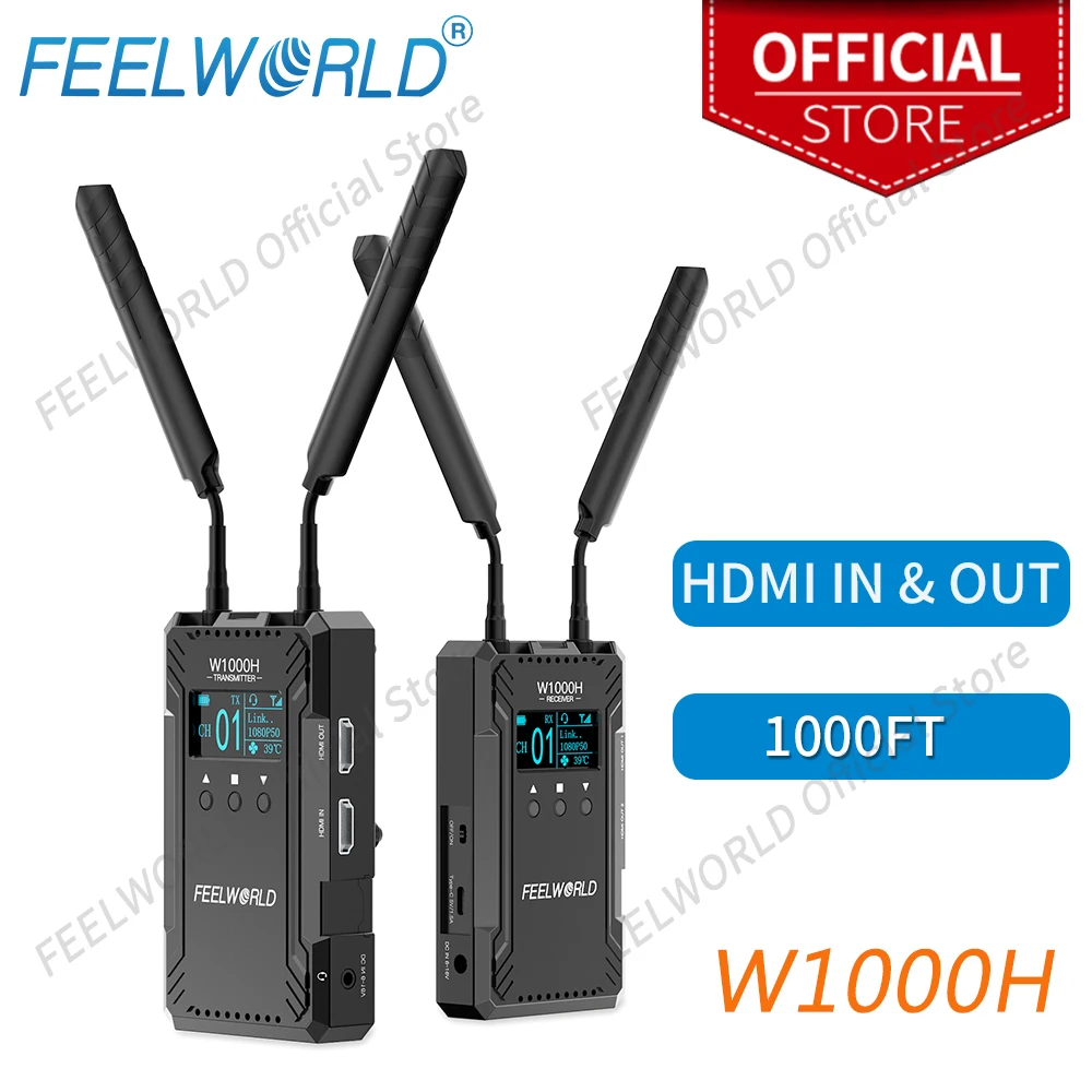 

FEELWORLD W1000H Wireless Video Transmission System 1080PHD 1000FT HDMI Input Output WIth Full Duplex Intercom 0.08S Lantency