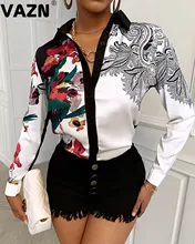  VAZN 2020 Autumn Hot Sales Daily Regular Free Joker Mature Retro Designer Full Sleeve Chiffon Women Slim Shirts 