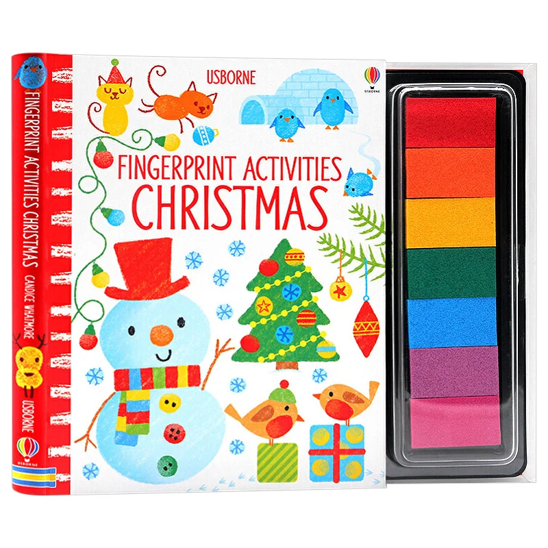 

Usborne Fingerprint Activities Christmas DIY coloring, Children's books aged 3 4 5 6, English picture books, 9781474927963