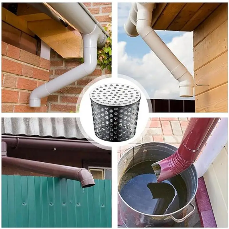 Gutter Downspout Guards Filter Strainer 304 Stainless Steel Filter Strainer Roof Anti-Blocking Drain Cover Gutter Guard