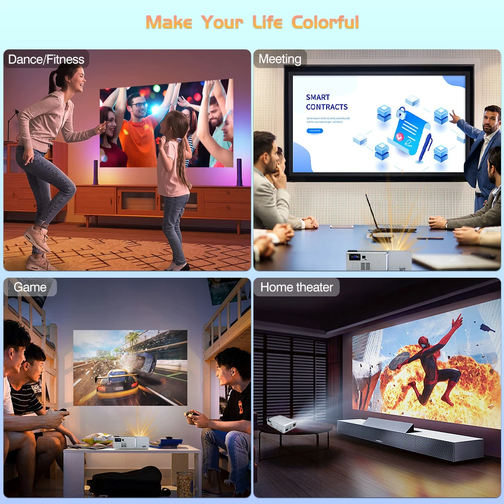 Buyzco T6 Portable HD LED Video Projector WiFi 5000lumens Video Beamer Support 1080P Home Theater Cinema